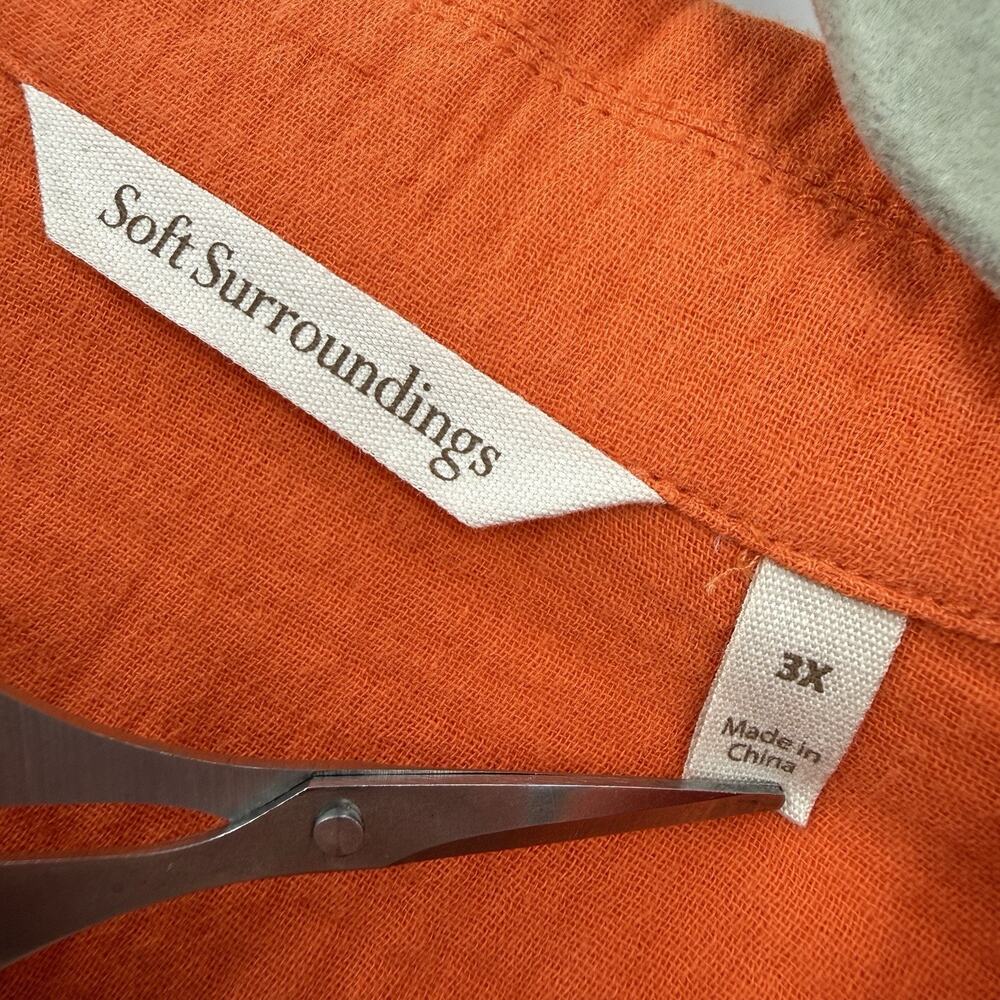 Soft Surroundings 3X Gauze Top Button Up V Neck Long Sleeve Orange Cotton - Picture 9 of 9